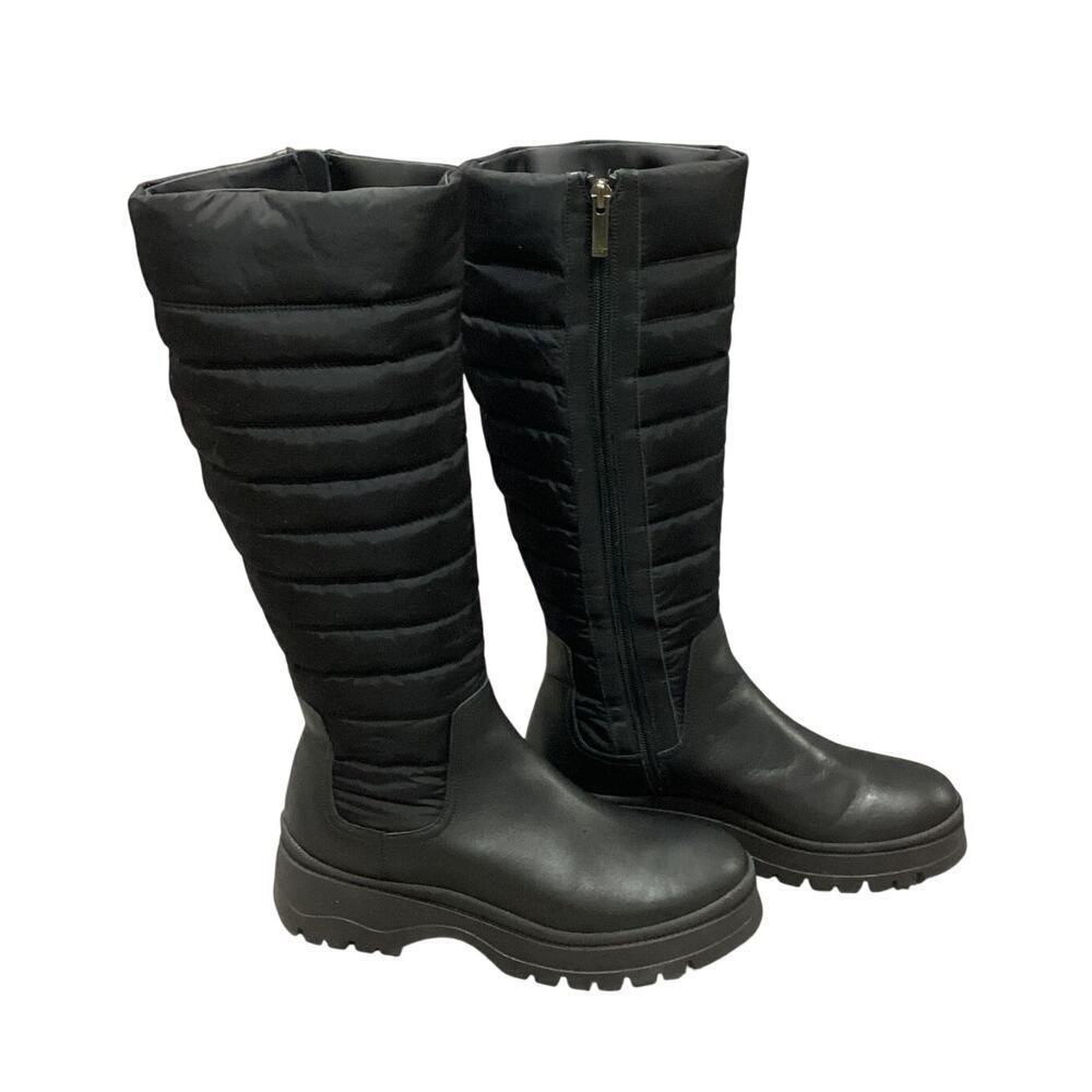 Aquatalia Skyla Quilted Leather & Nylon Tall Boots – Women’s US 8